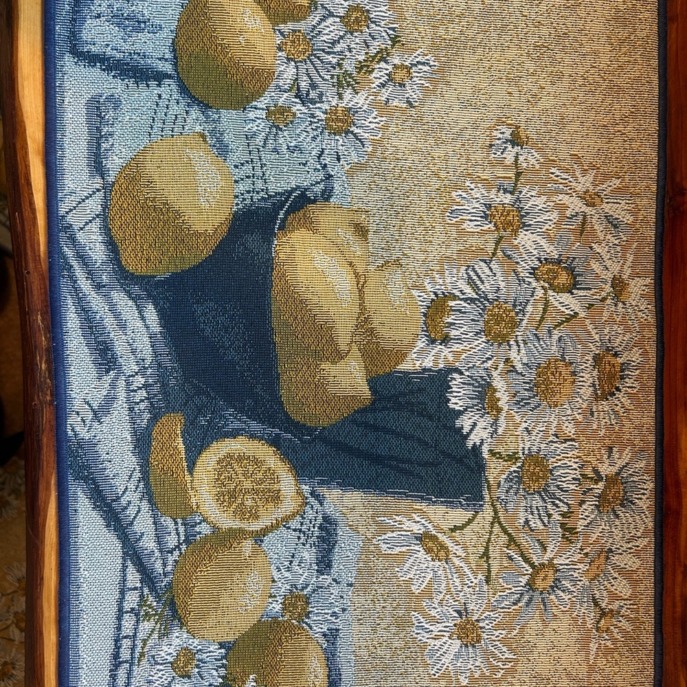 Lemon & Daisy Woven Tapestry place Matt’s - Blue, Cream, Gold